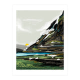 Graze, Cattle Nature Landscape Painting, Mountains Wild Adventure Cows, Animals Grassland Bohemian (Print Only) thumbnail