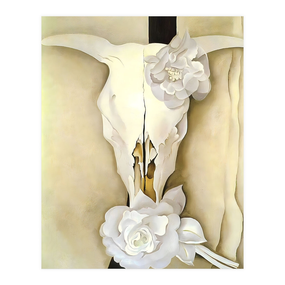 Georgia O’Keeffe – Cow’s Skull with Calico Roses (1931) | Iconic Southwestern Still Life with Desert Symbolism (Print Only)