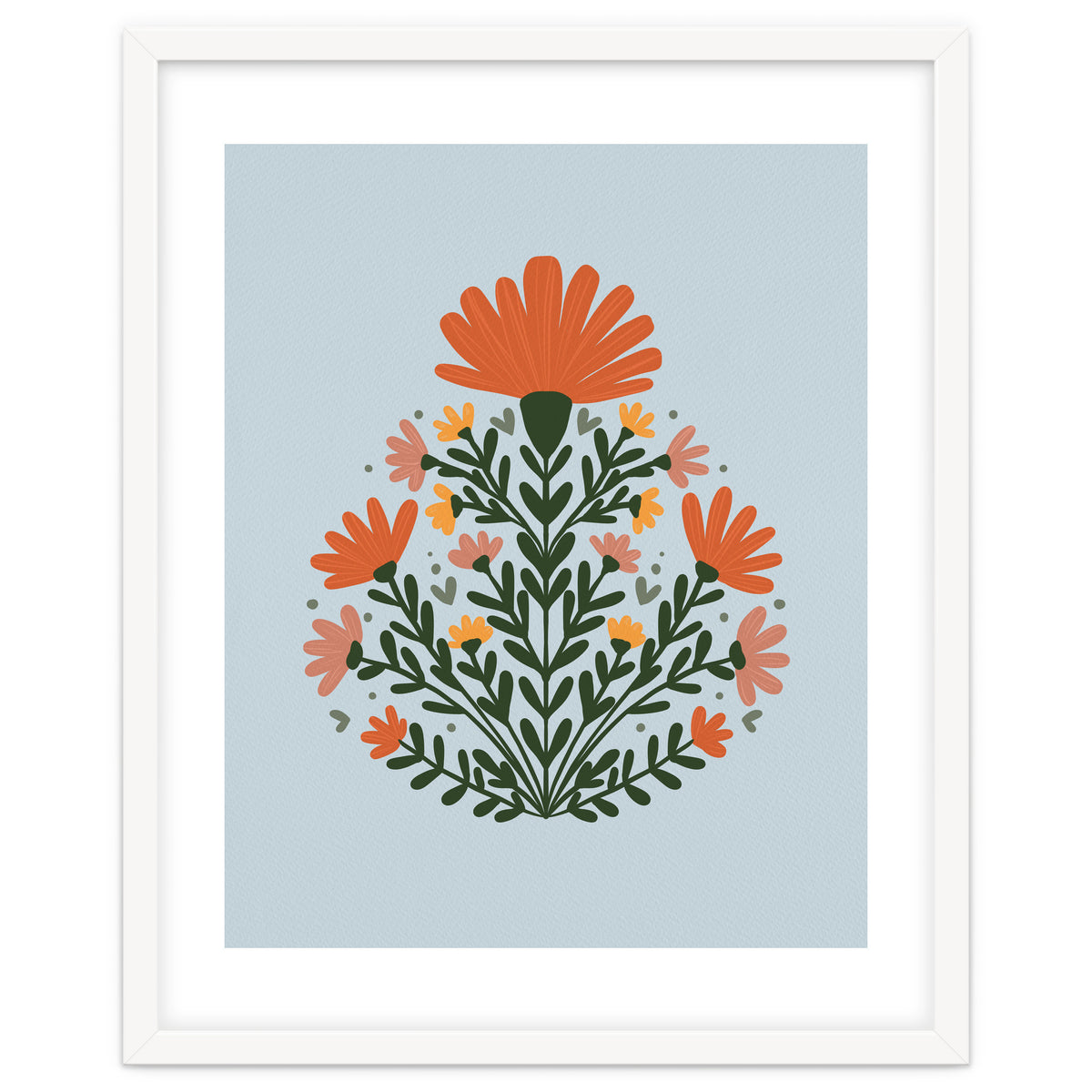 Symmetrical floral bouquet - orange and green