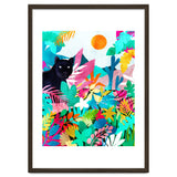 The Black Panther, Tropical Jungle Watercolor Painting, Botanical Forest Colorful Bohemian Illustration, Tiger Leopard Cheetah Animals thumbnail