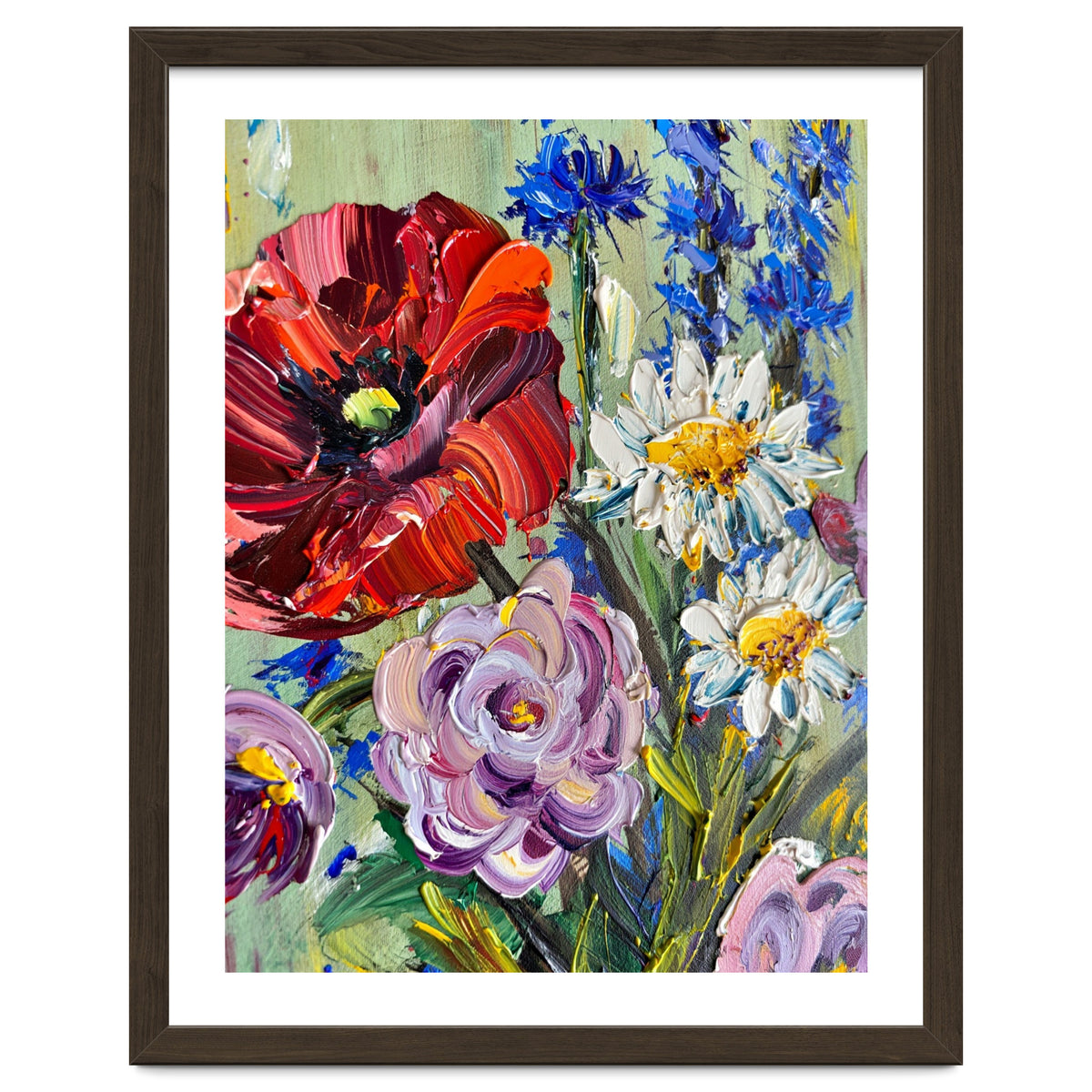 Vibrant Wildflower Meadow Oil Painting