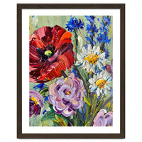 Vibrant Wildflower Meadow Oil Painting
