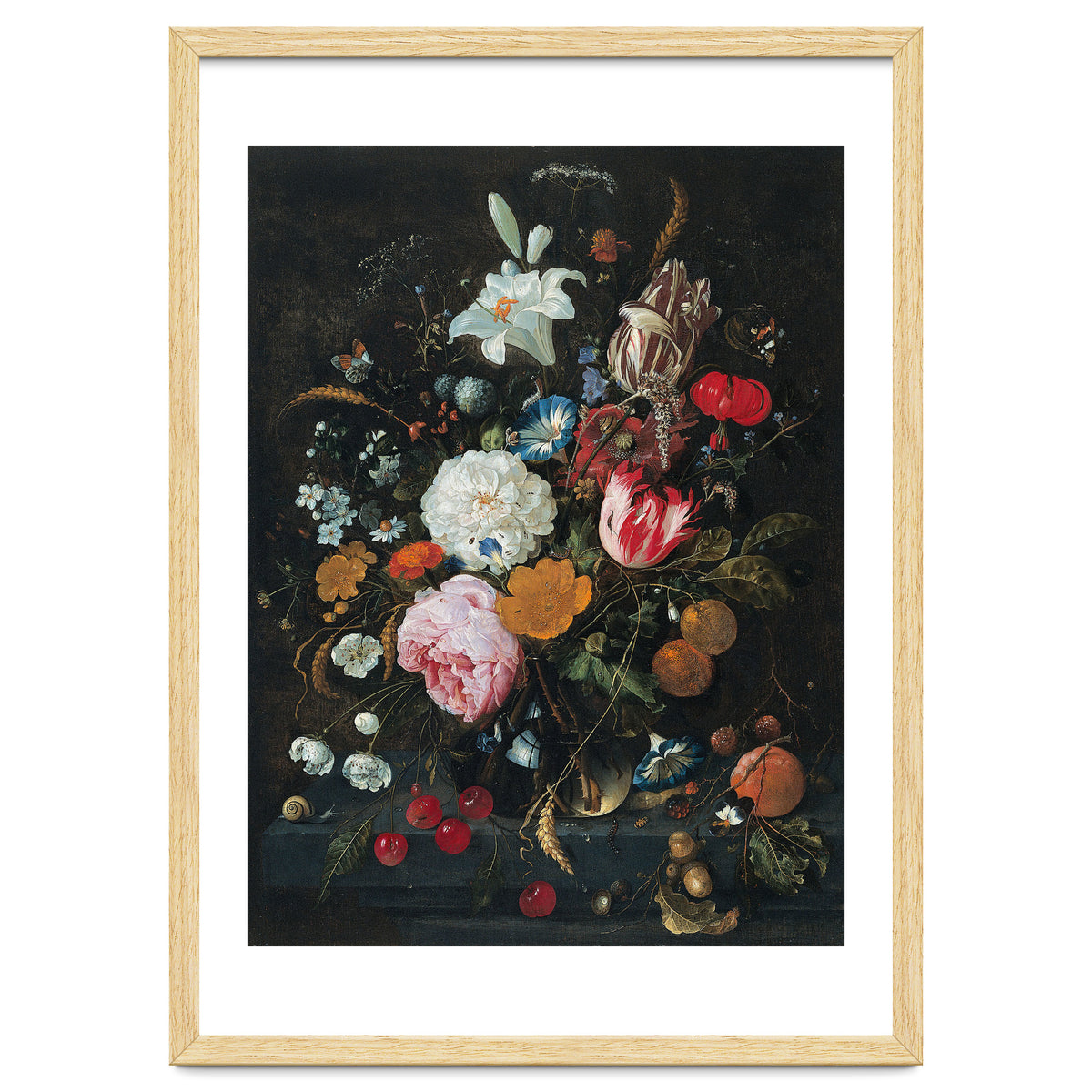 Jan Davidsz. de Heem (Utrecht, 1606-Amberes, 1683/4). Flowers in a glass Vase with Fruit (ca. 166...