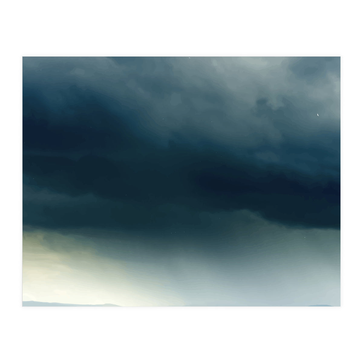 Storm Rain Clouds Watercolor Painting Blue Minimal Dark Sky Graphic (Print Only)