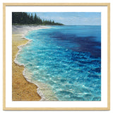 Sun-Drenched Coastal Shoreline with Textured Impasto Waves thumbnail