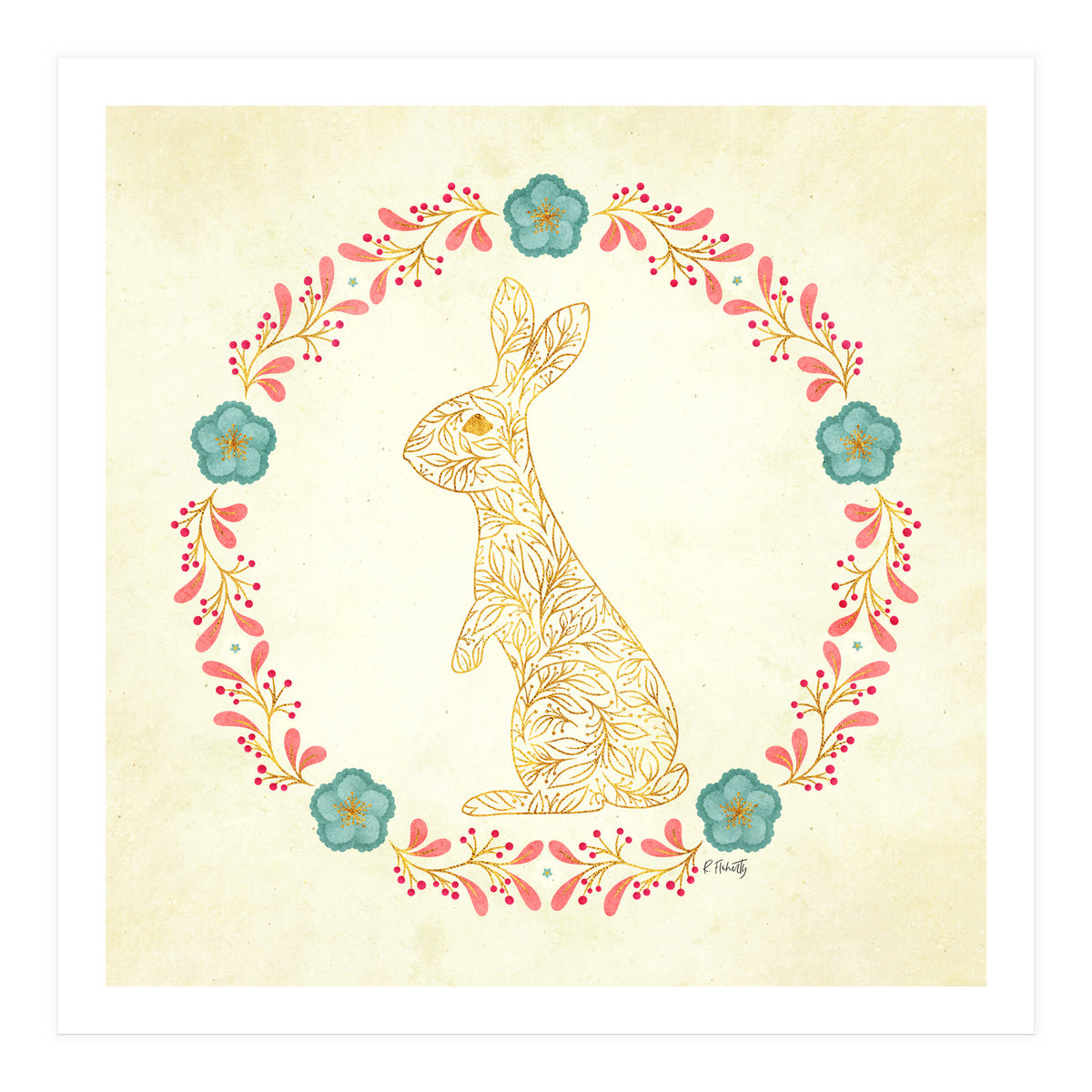 Floral Rabbit Wreath (Print Only)