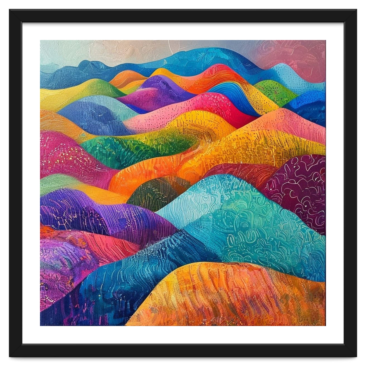 Vibrant Rainbow Rolling Hills Landscape