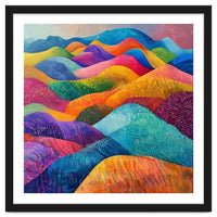 Vibrant Rainbow Rolling Hills Landscape