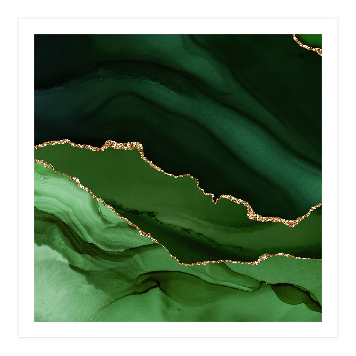 Green & Gold Agate Texture 12  (Print Only)