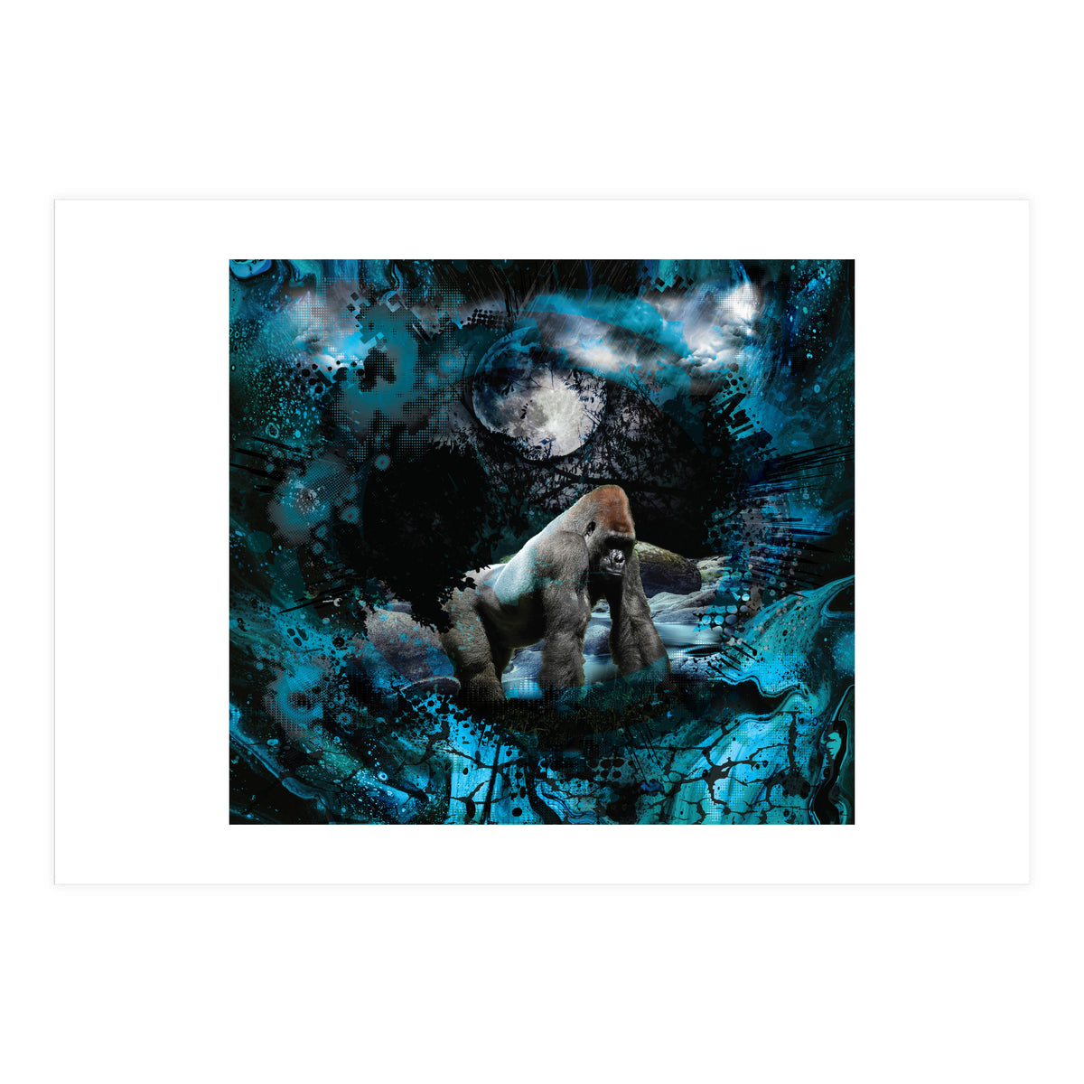 Gorilla Blue Moon Forest Scenic (Print Only)