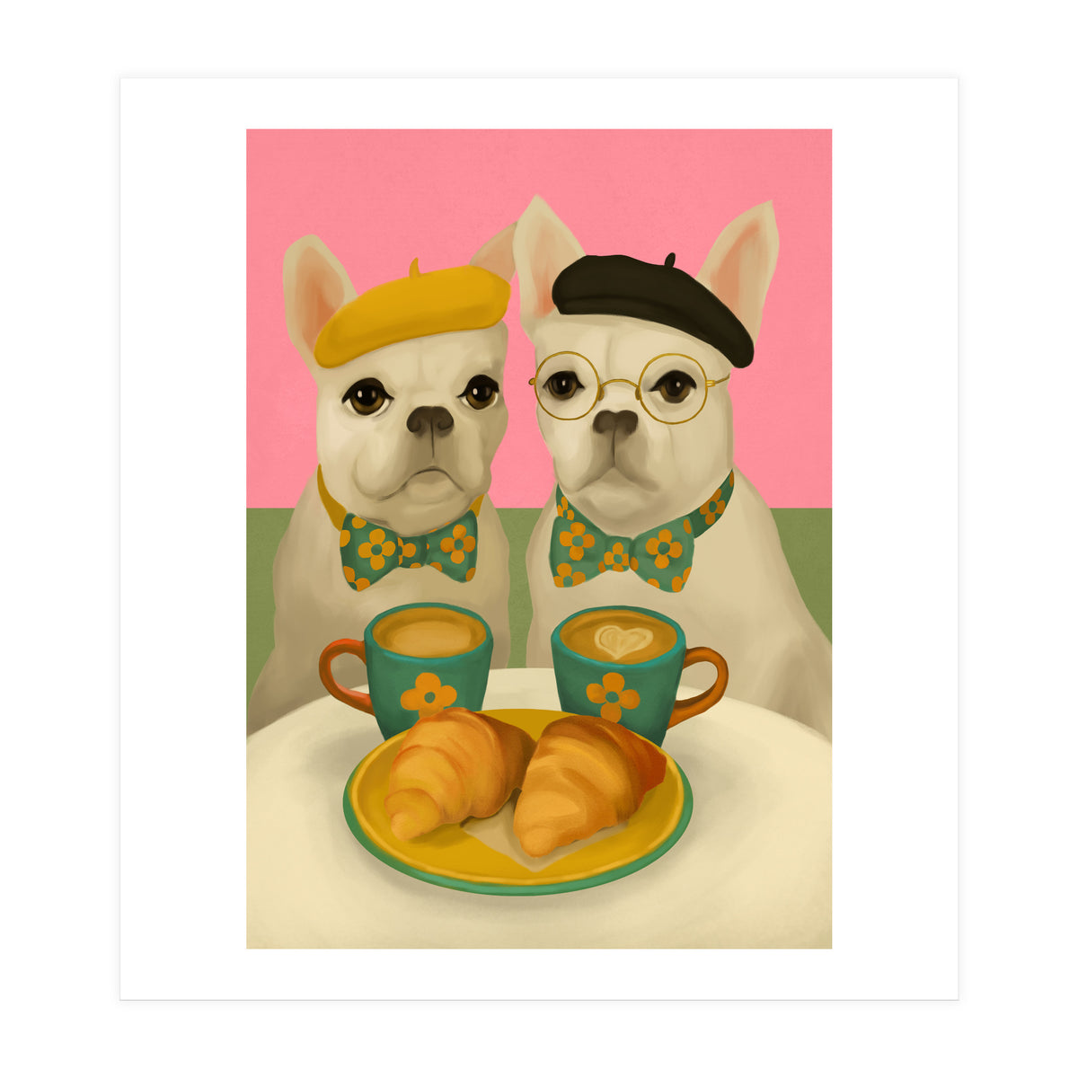 French Bulldogs At Breakfast Café (Print Only)