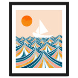 Set Sail, Ocean Boat Sailing Travel, Sea Cruise Summer Waves, Graphic Design Bohemian Modern Eclectic thumbnail