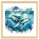 Mother And Calf Whales Watercolor thumbnail