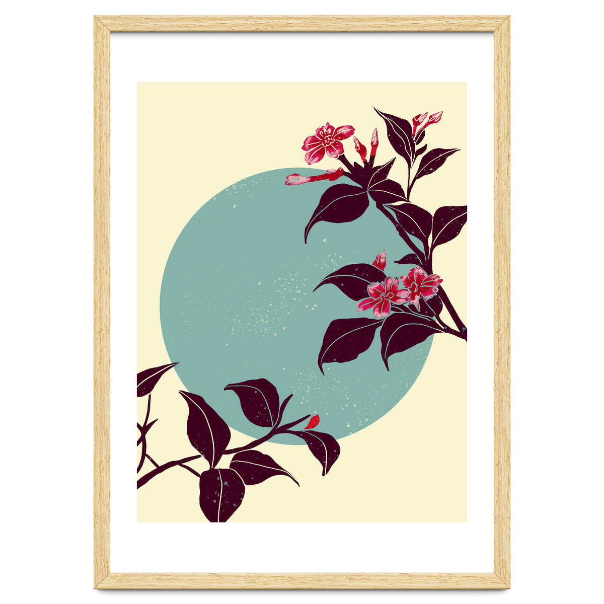 Pink flowers on a blue moon