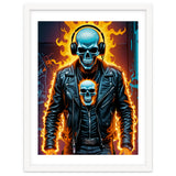 Fiery Skeleton Biker In Headphones thumbnail