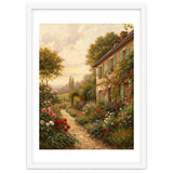 Idyllic Sunlit Cottage Garden Oil Painting thumbnail