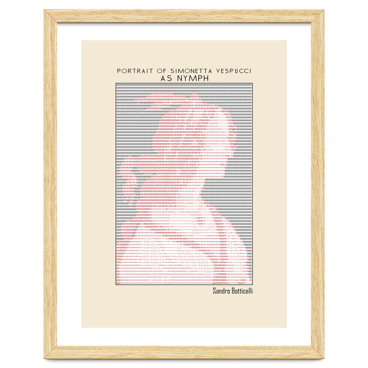 Portrait of Simonetta Vespucci as Nymph – Sandro Botticelli (ascii art)