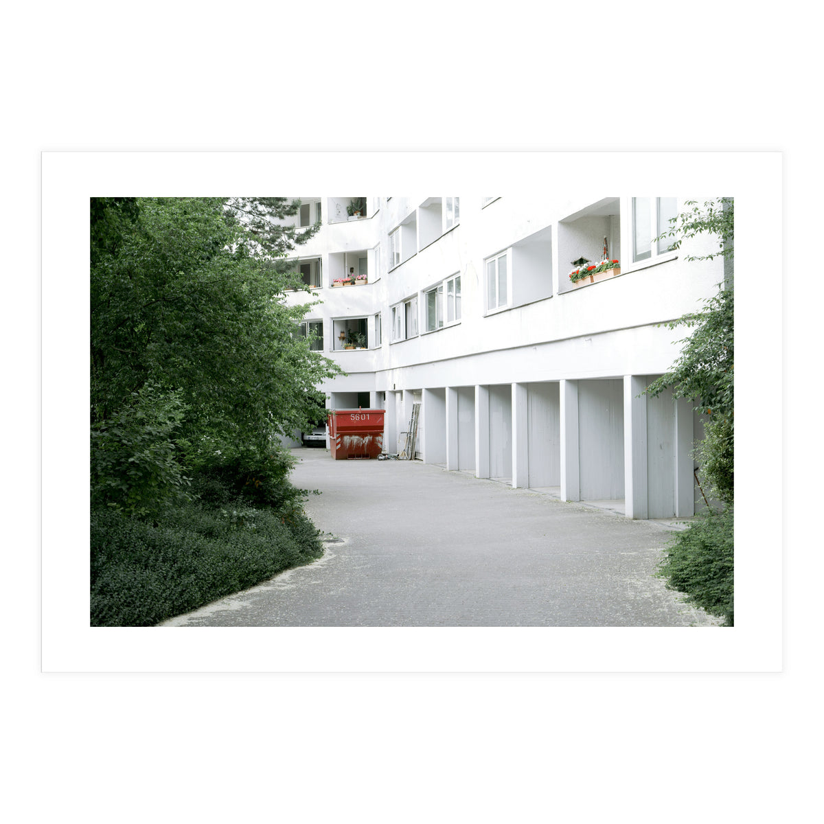 Red container in the residential site (Print Only)