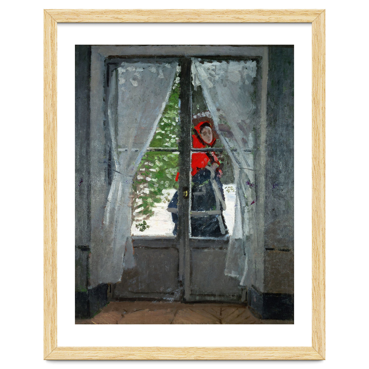 Mme. Monet with a red hat called &quot; The Red Kerchief&quot, ca. 1870.