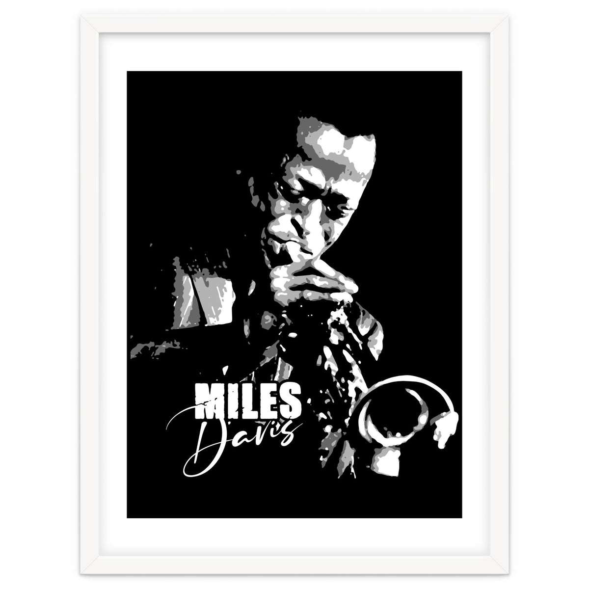 Miles Davis American Jazz Trumpeter in Grayscale