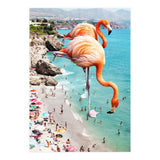 Flamingos on the Beach, Wildlife Surrealism Birds, Nature Flamingo Fantasy Beach Summer Photography (Print Only) thumbnail