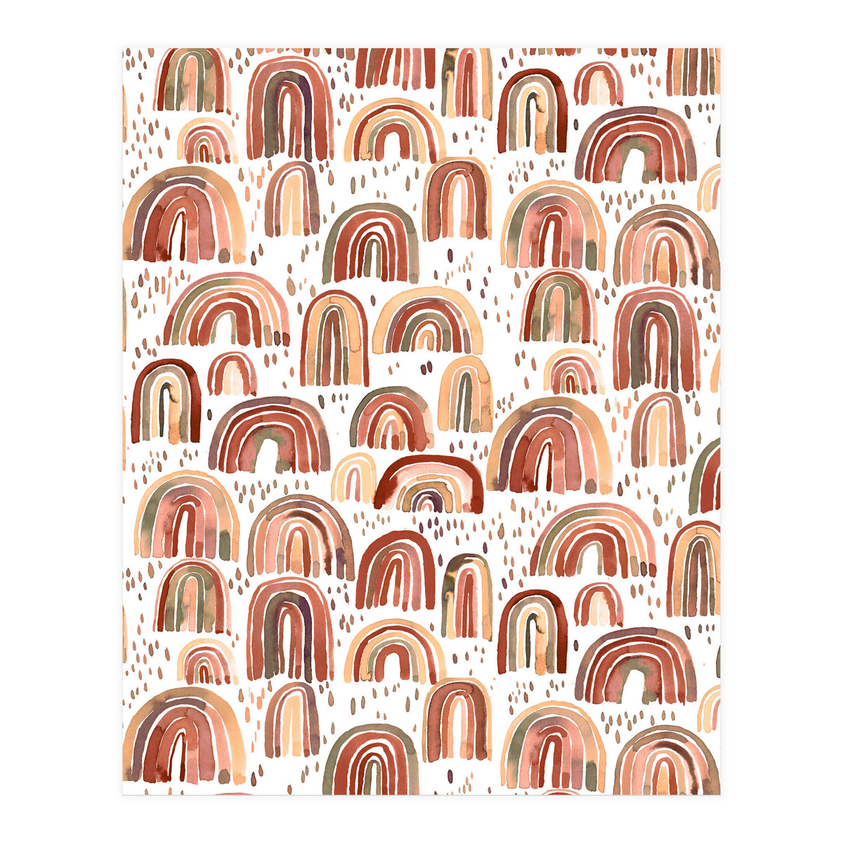 Cute Watercolor Rainbows Terracota (Print Only)