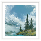 Ethereal Alpine River Valley with Snow-Capped Mountains thumbnail