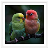Two Lovebirds Sitting Together On A Branch thumbnail
