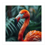 Close Up Of A Vibrant Orange Flamingo Bird (Print Only) thumbnail