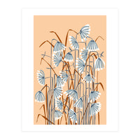 Linocut Flower Meadow Peach Fuzz (Print Only)