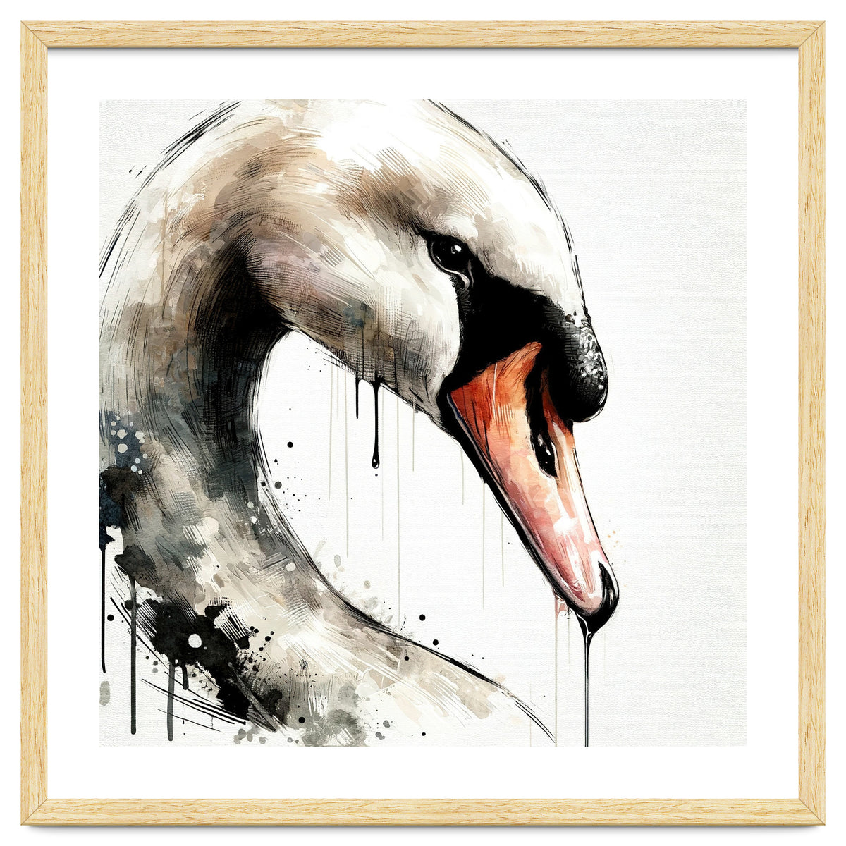 Watercolor Swan Portrait