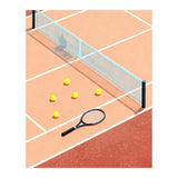 Tennis Court Art, Tennis Racket Illustration, Modern Sports Design (Print Only) thumbnail