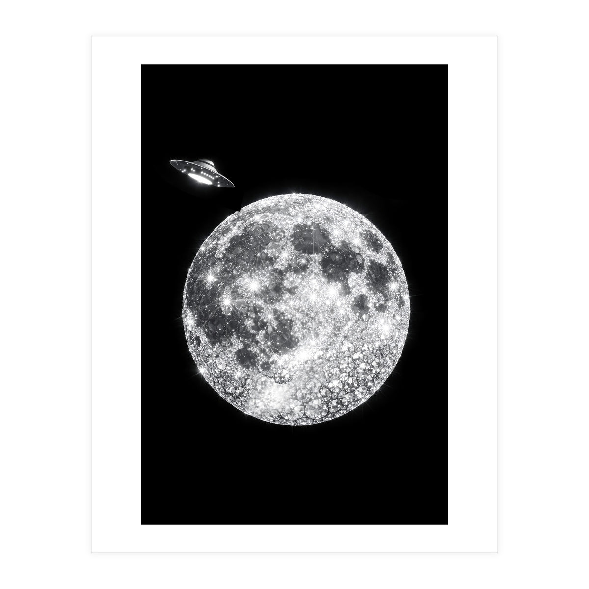 Diamond moon and UFO (Print Only)