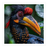 Close Up Of Helmeted Hornbill Bird In Rain (Print Only) thumbnail