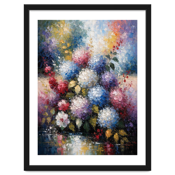 Vibrant Summer Hydrangea Bouquet Heavy Impasto Oil Painting