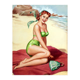 Smiling Pinup Sexy Girl On The Beach (Print Only) thumbnail
