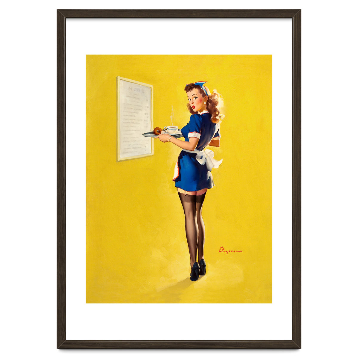 Pinup Sexy Waitress Looking Back