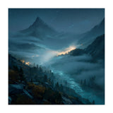 Moonlit Alpine Valley at Night with Shimmering River (Print Only) thumbnail