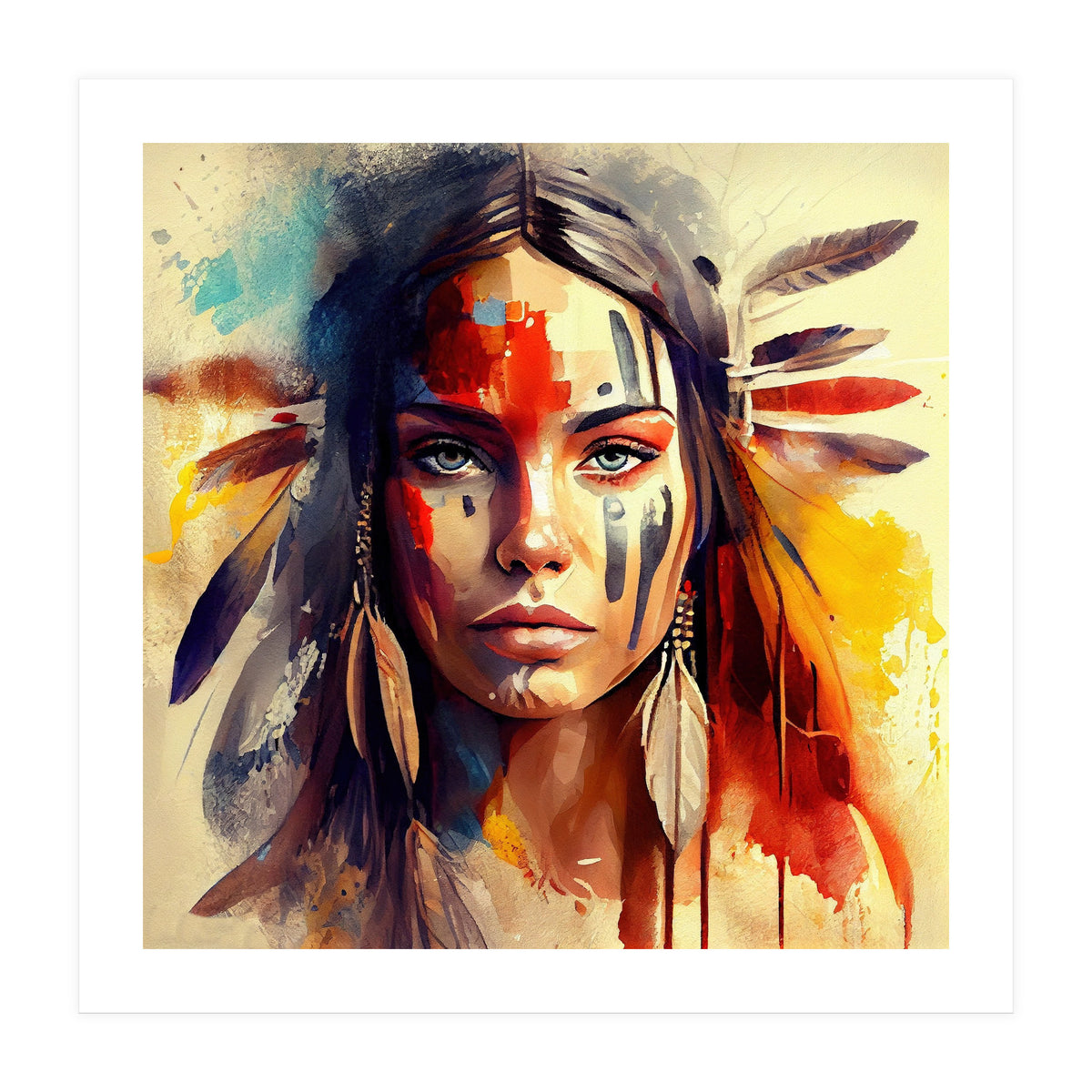 Powerful American Native Woman #3 (Print Only)