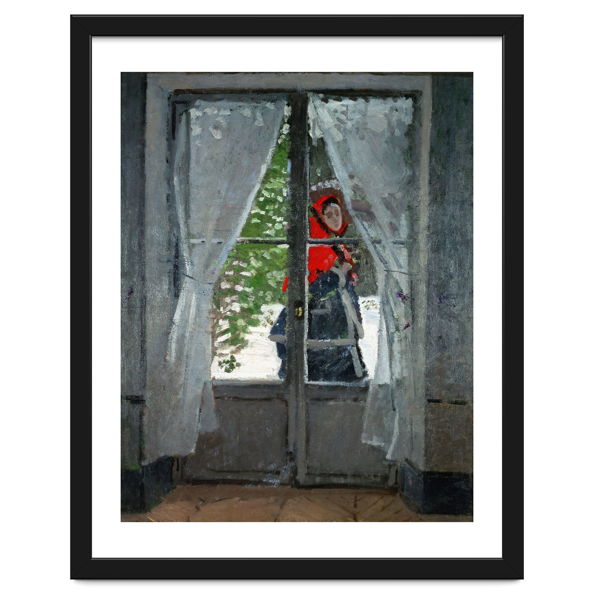 Mme. Monet with a red hat called &quot; The Red Kerchief&quot, ca. 1870.