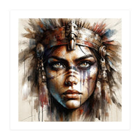 Regal Warrior Woman Watercolor Portrait (Print Only)