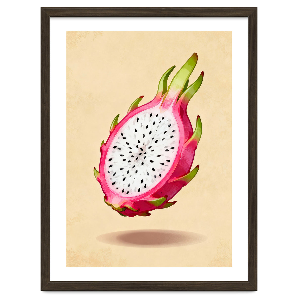 Dragonfruit, Watercolor Illustration, Tropical Pink Art