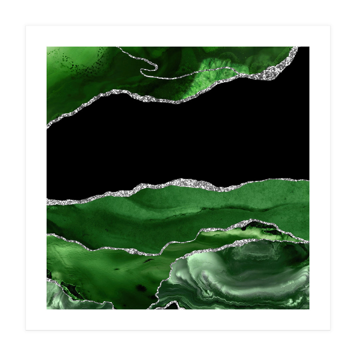 Green & Silver Agate Texture 02  (Print Only)