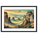 Vintage Greece, Meteora Monasteries Poster thumbnail