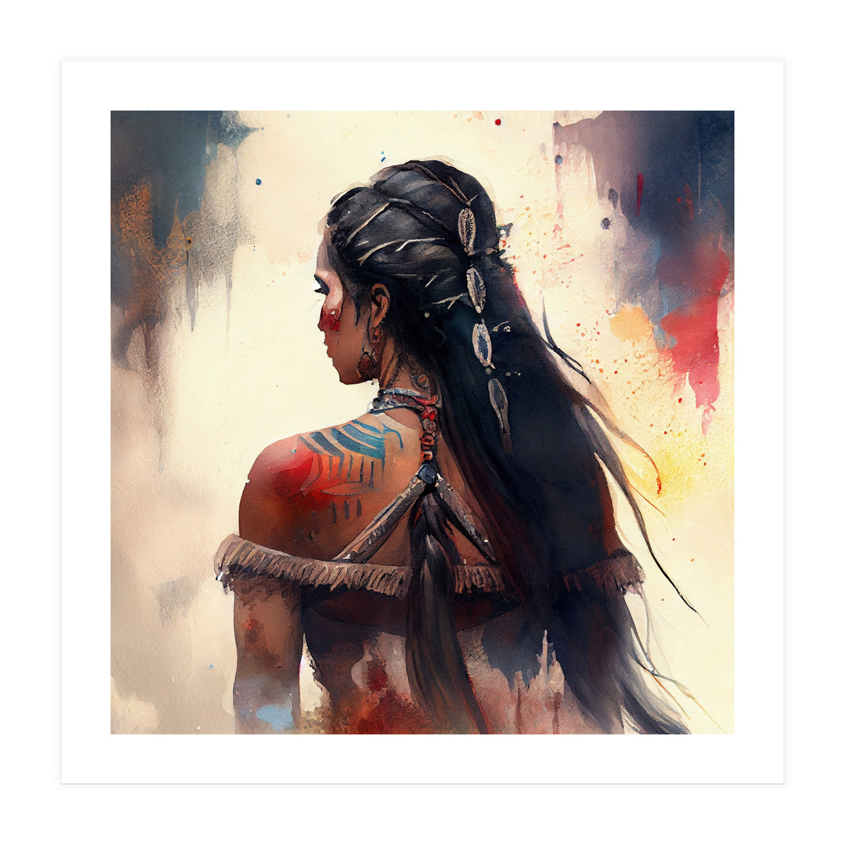 Braided Warrior Woman Profile (Print Only)
