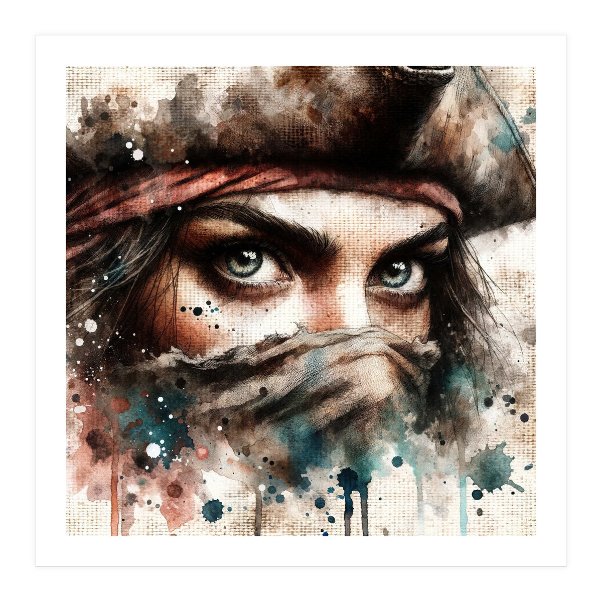 Watercolor Pirate Woman #1 (Print Only)