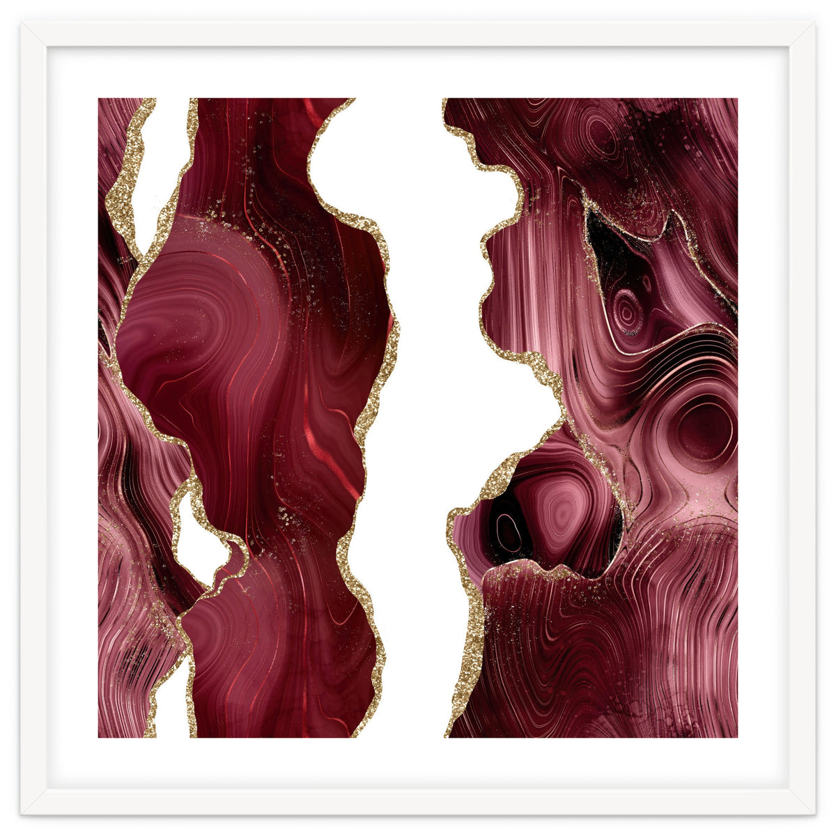 Burgundy & Gold Glitter Agate Texture 05