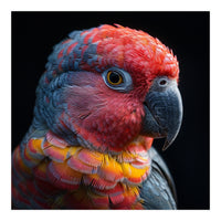 Close Up Parrot Face Red Blue Yellow Plumage (Print Only)
