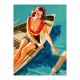 Pinup Sexy Girl In A Boat And A Lost Paddle (Print Only) thumbnail