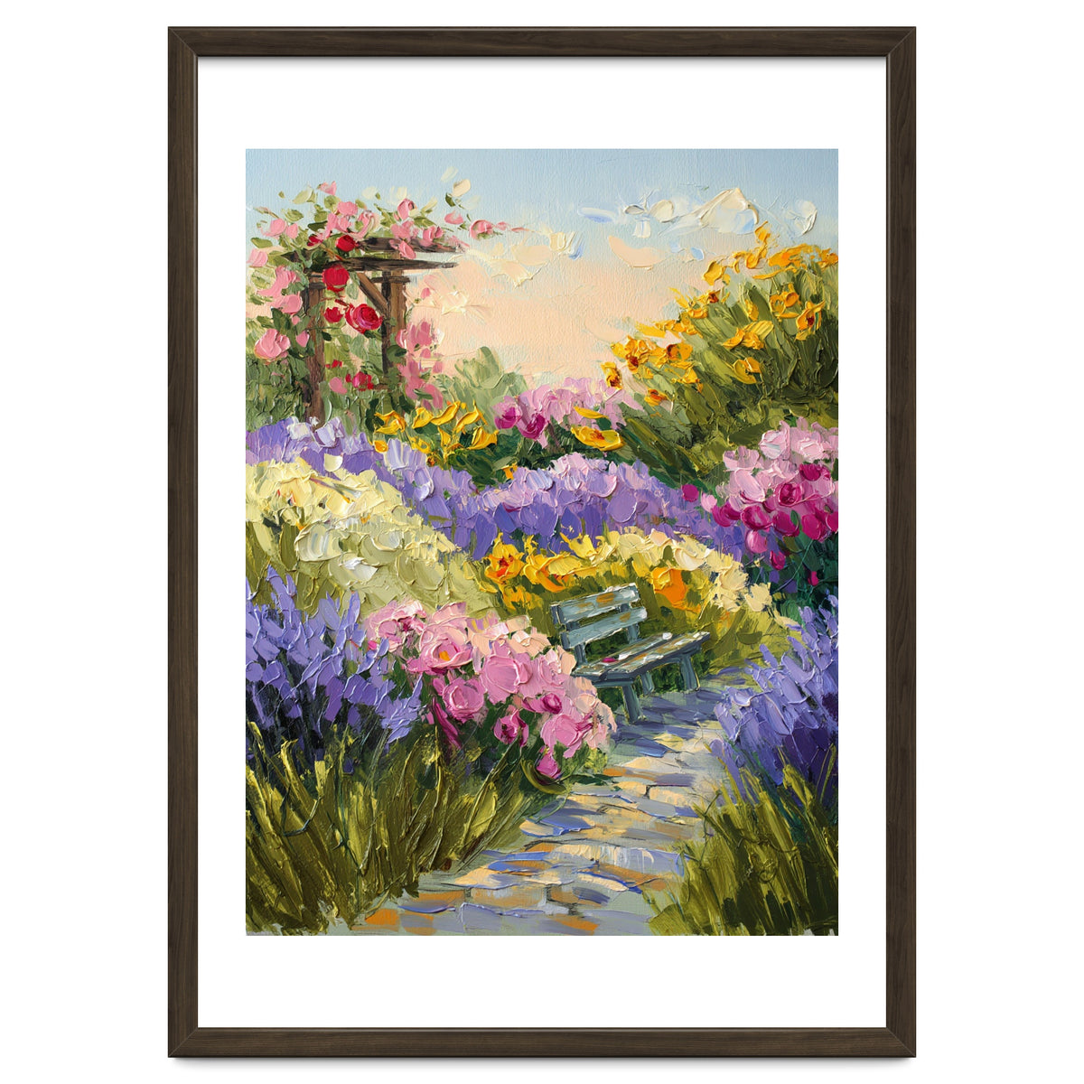 Serene Summer Garden Path Oil Painting